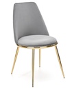 Silla TAVIRA, metal, cromado dorado, tapizado velvet gris