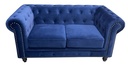 Sofá CHESTER PREMIUM, 2 plazas, tapizado velvet azul navy