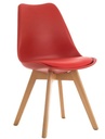 Silla TORRE 4P (SU), madera, polipropileno y cojín rojo