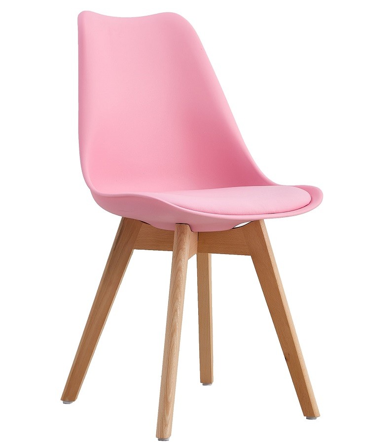 [543.STOR4WRS] Silla TORRE 4P (SU), madera, polipropileno y cojín rosa