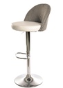 Taburete ETNA, regulable, cromado, tapizado pata de gallo y similpiel blanca