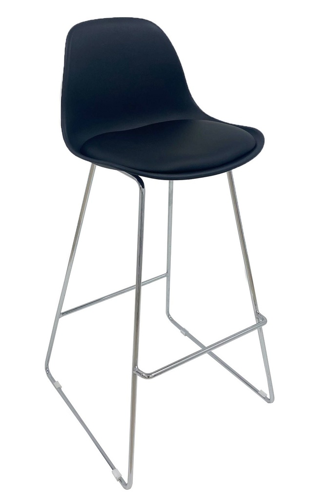 [494.TTOWFCRNN] Taburete TOW FINN, cromado, carcasa y tapizado negro