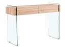 Consola GIOVANNA, 2 cajones, madera, cristal templado, 110 x 40 cms