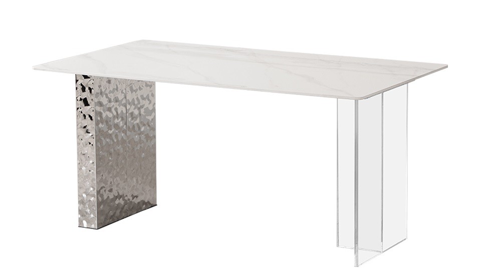 [142.MVEN160MA] Mesa VENETO, acero inoxidable, acrílico, tapa de cerámica, 160 x 90 cms