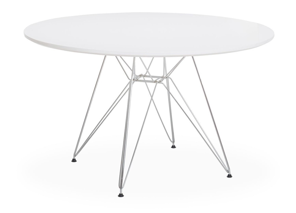 [189.MTOCR12BL] Mesa STAR, cromada, lacada blanca, 120 cms de diámetro