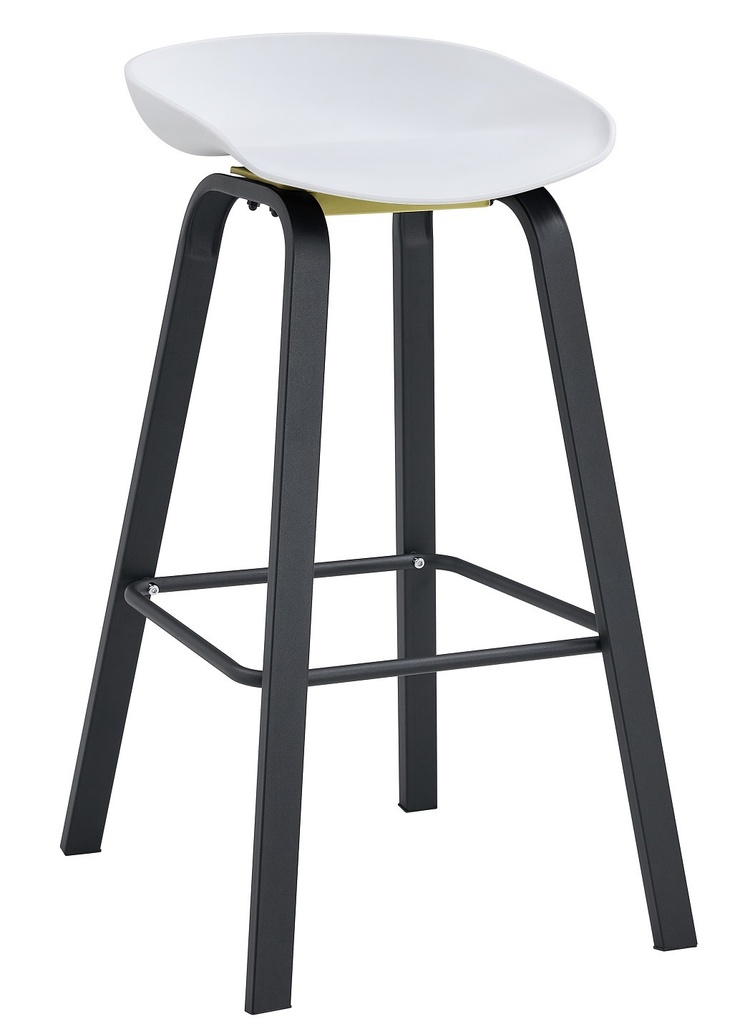 Taburete DANTE NEW (SU), metal negro, polipropileno blanco