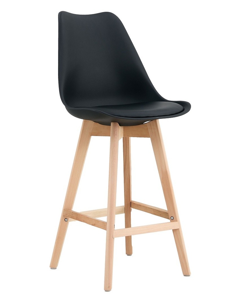 [443.TTORREANN] Taburete TORRE (SU), madera, negro, cojín negro