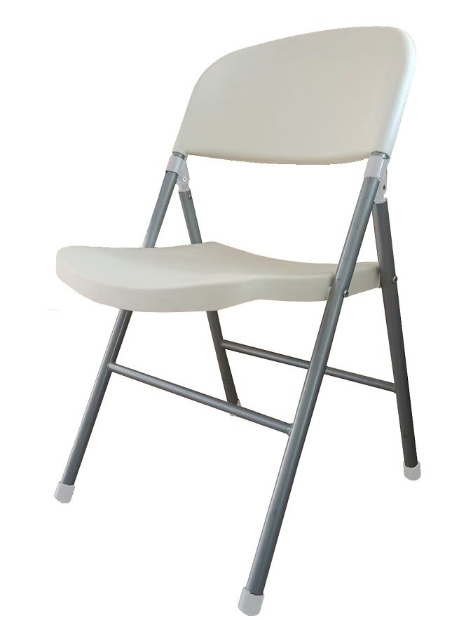 [592.SBEACHPBL] Silla BEACH, plegable, metal plata, polipropileno blanco