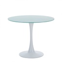 Mesa TUL (TO), metal, tapa de cristal blanco, 90 cms de diámetro