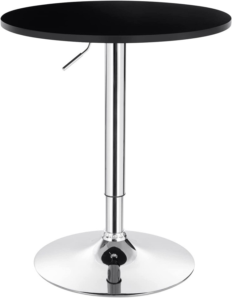 Mesa MABEL, graduable, tapa soft negra, 70 cms de diámetro