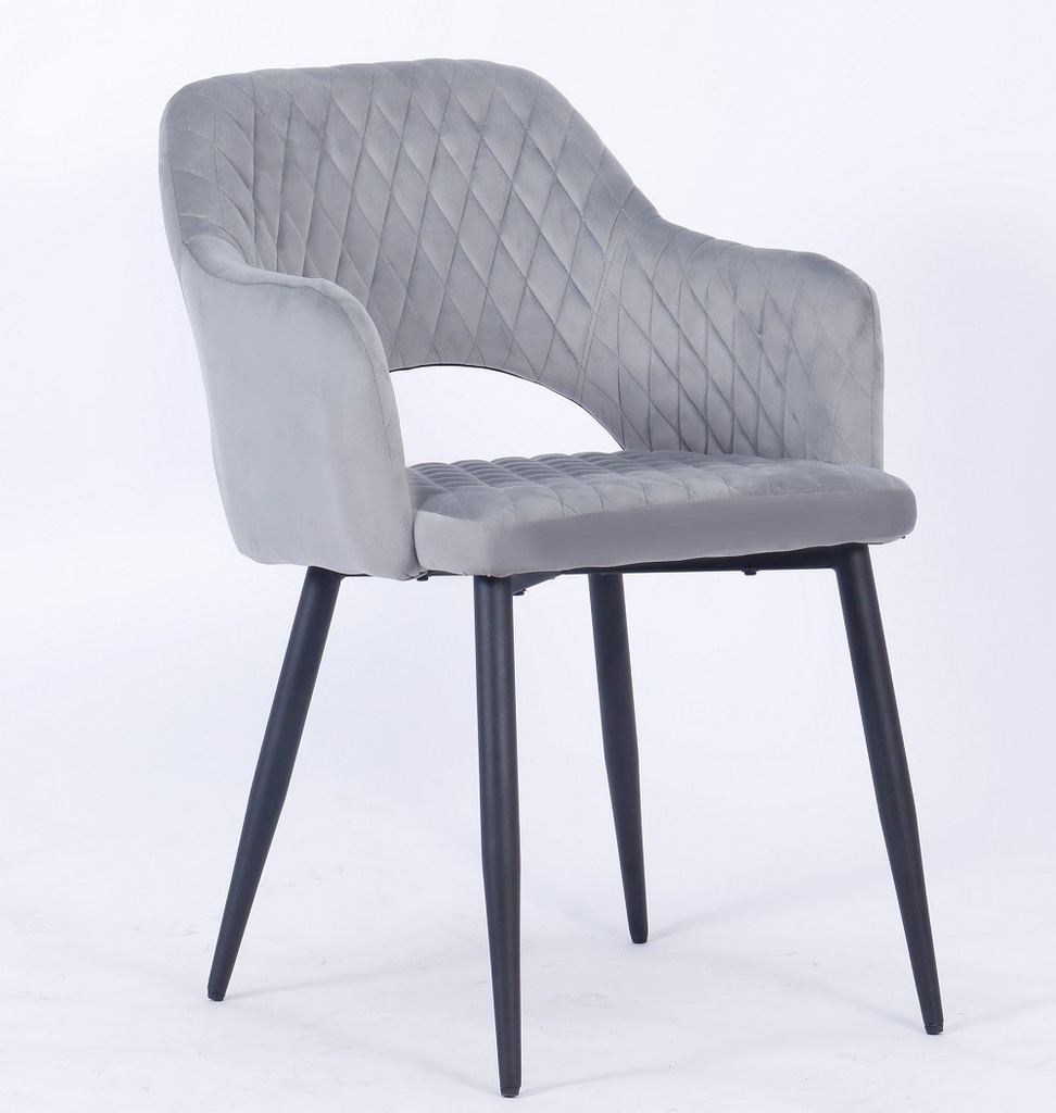 [594.SHONVE19] Sillón HONORIO, metal, tapizado velvet 19 gris