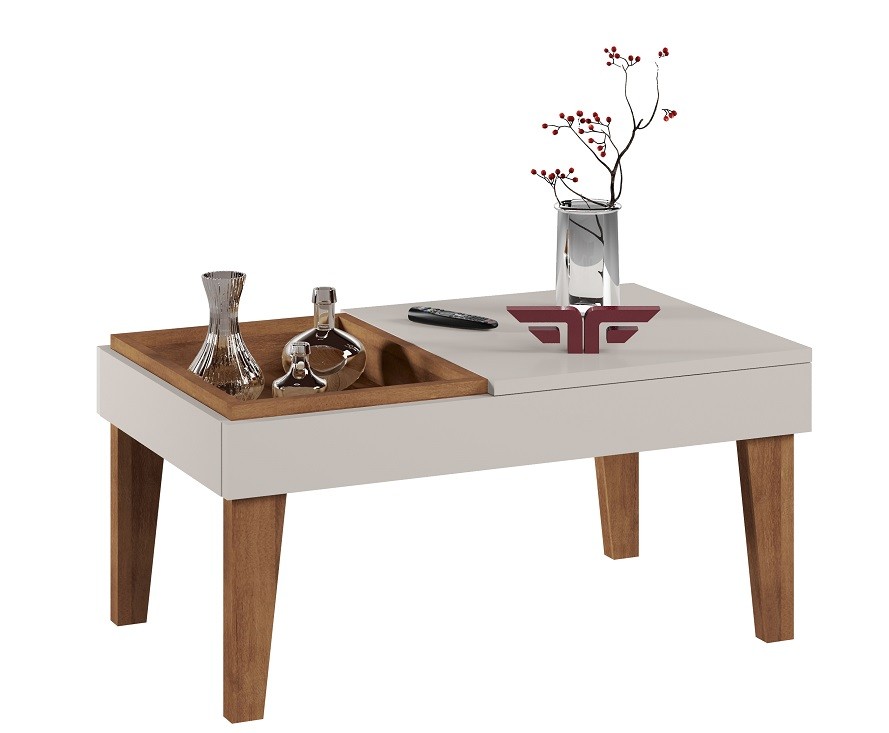 [178.MBVENBRMA] Mesa VENEZA, baja, MDP blanco roto y matte 68 x 41 cms