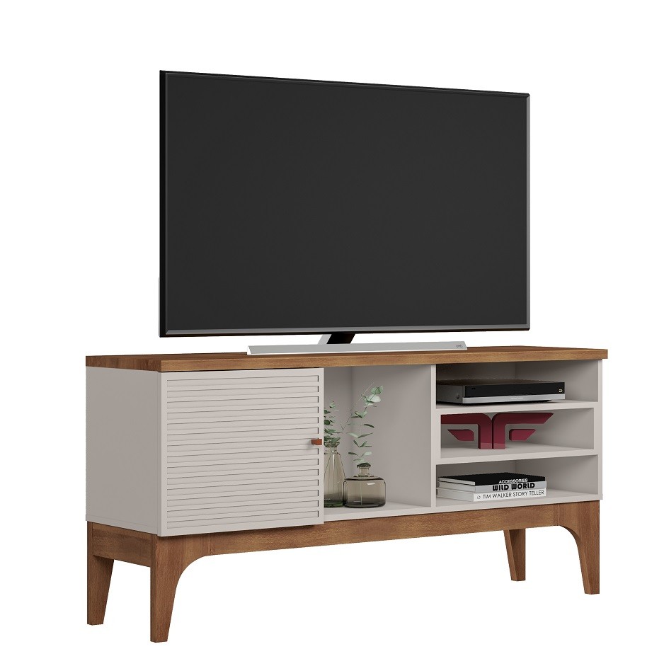 [678.MTVVEBRMA] Mueble TV VENEZA, blanco roto y matte, 136 cms.