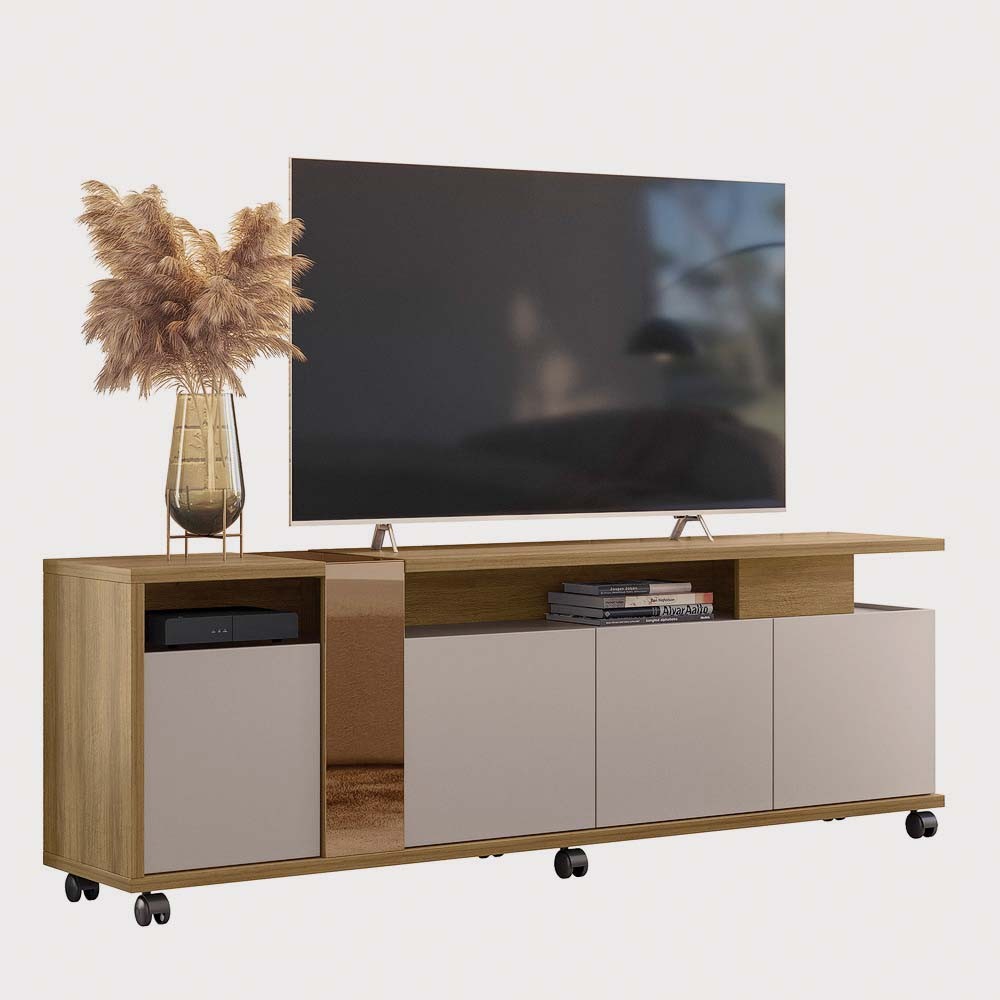 [634.MTVNCMICA] Mueble TV NEW CRISTAL, miel y cacao, 183 cms.