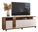 Mueble TV NEW CRISTAL, nogal y blanco roto, 183 cms.