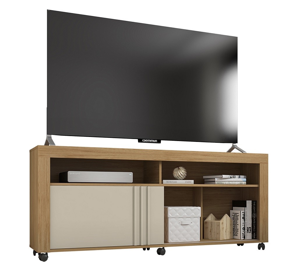 [634.MTVNJBUBR] Mueble TV NEW JOY, buriti y blanco roto, 160 cms.
