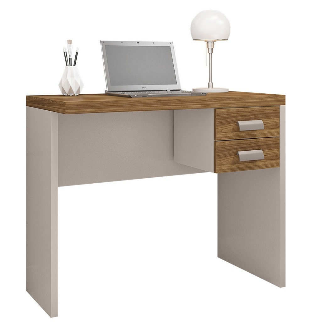 [734.MST902CMC] Mesa de oficina STUDIO 90, 2 cajones, bilaminado miel y cacao, 90 x 45 cms