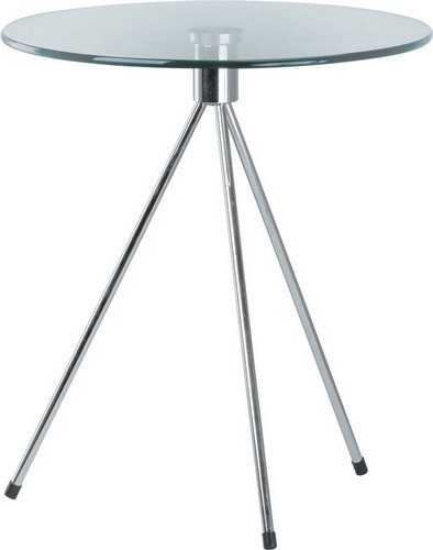 Mesa TRIPLICATE, baja, cromada, cristal,  50 cms diámetro.