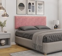 Cabecero tapizado UNI 160, MDP blanco, tejido velvet rosa, 160x5x90 cms