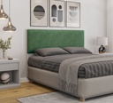Cabecero tapizado UNI 160, MDP blanco, tejido velvet verde, 160x5x90 cms