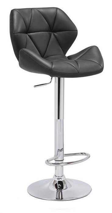 [494.TORLNE] Taburete ORLANDO (M), cromado, tapizado negro