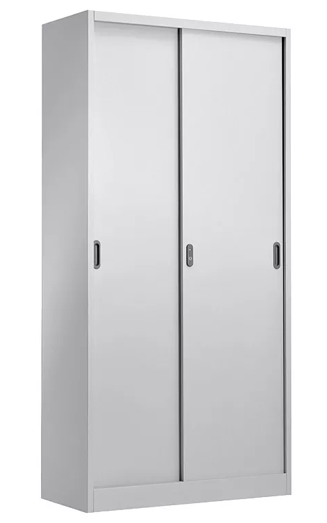 Armario metálico OLIMPO, puertas correderas, gris ral 7035, 90x46x185 cms