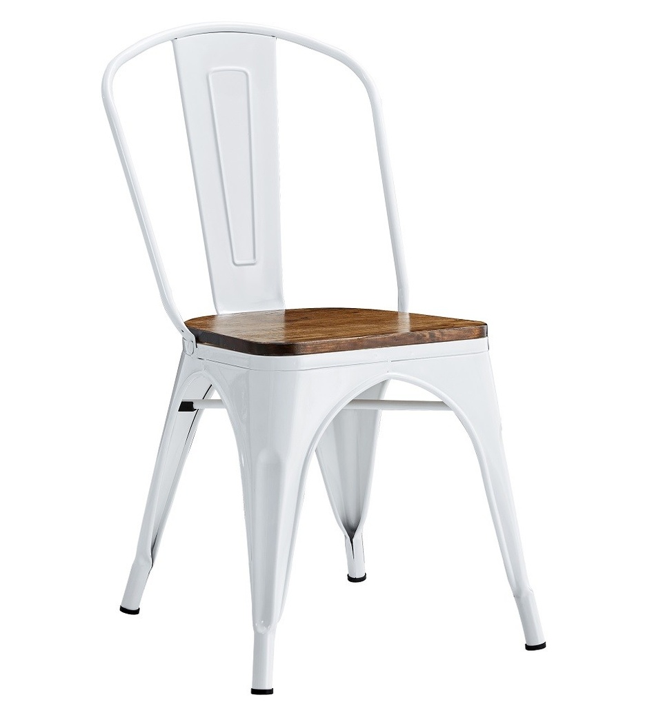 [543.STOEKWOBL] Silla TOL EK WOOD, acero, blanca, asiento madera