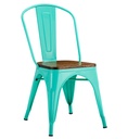 Silla TOL EK WOOD, acero, verde agua, asiento madera