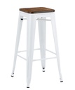 Taburete TOL EK WOOD, acero, blanco, asiento madera