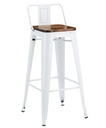 Taburete TOL R1 EK WOOD, acero, blanco, asiento madera