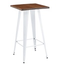 Mesa TOL EK WOOD, alta, acero, madera, blanca, 60x60 cms
