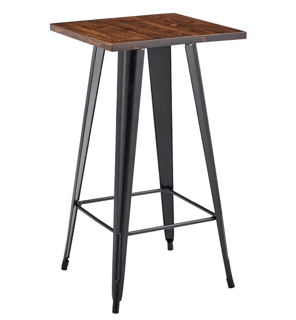 [143.MATEWNE60] Mesa TOL EK WOOD, alta, acero, madera, negra, 60x60 cms