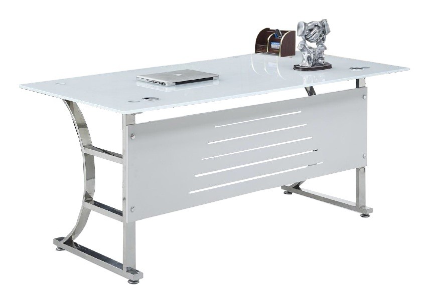 [714.MCAD160BL] Mesa de oficina CADORE, vidrio templado super blanco, 160 x 80 cms