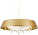 Lámpara JENA DO, colgante, metal, dorada, cristal, led