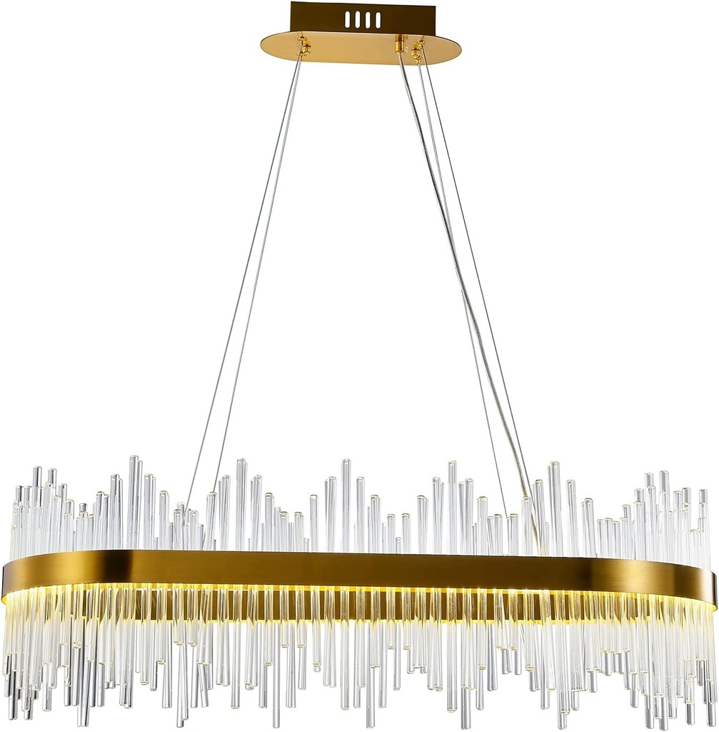 [875.LCWEIRA] Lámpara WEIRA, colgante, metal dorada, cristal, led