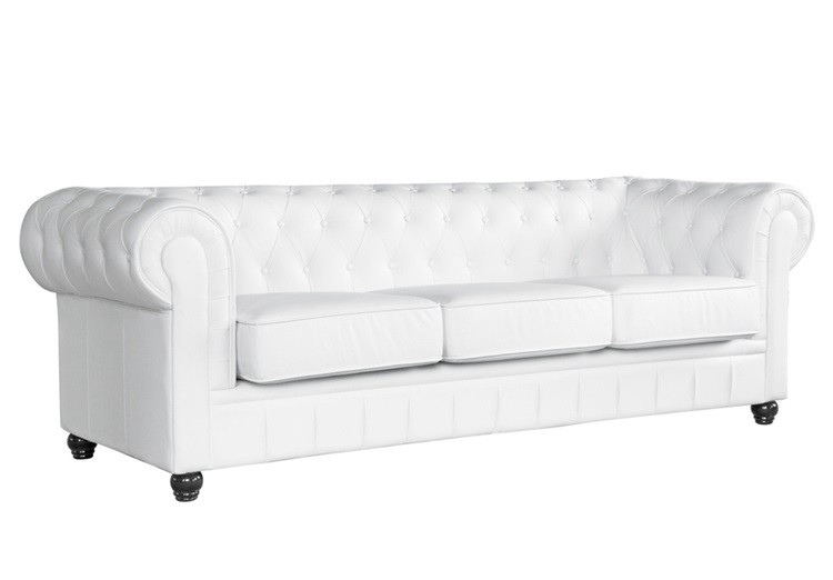 [290.SCHEN3SBL] Sofá CHESTER NEW, 3 plazas, similpiel blanca