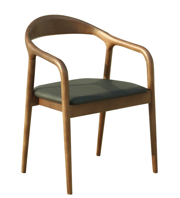 [576.SBAMNSNE] Sillón BALCANES, madera de haya, nogal, similpiel negro