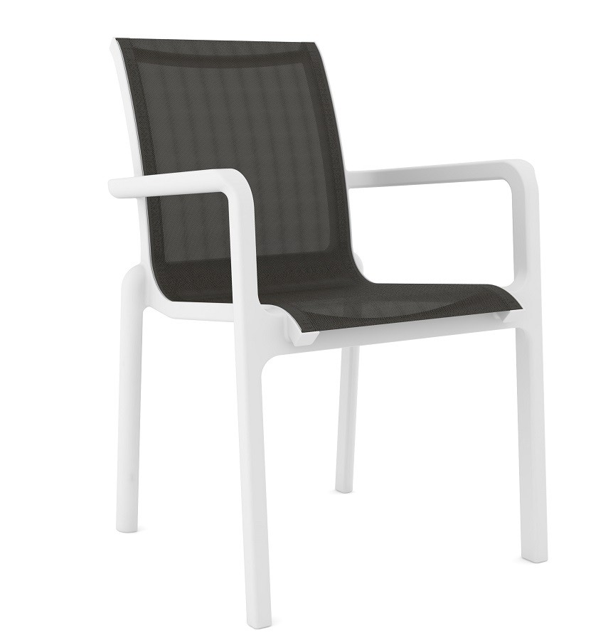 [529.SNEPTUNBA] Sillón NEPTUNO, apilable, polipropileno blanco, batyline antracita