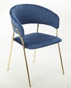 Sillón KEFRÉN NEW, metal dorado, tapizado velvet azul