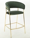 Taburete KEFREN NEW, metal dorado, tapizado velvet verde oscuro
