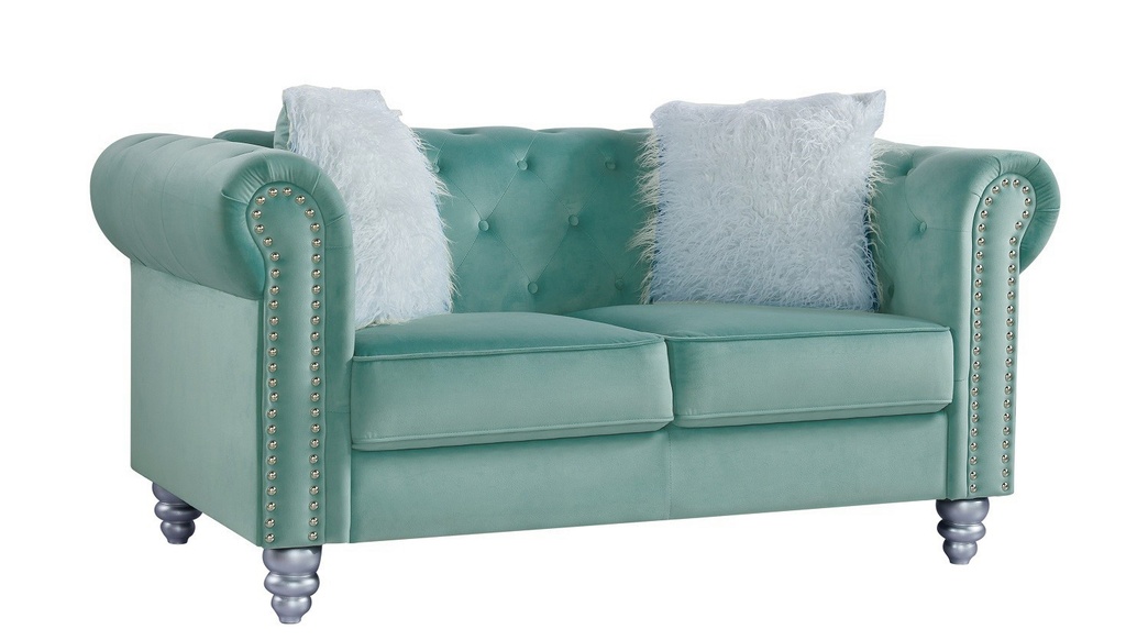 [252.SCHS2VE58] Sofá CHESTER STYLE, 2 plazas, tapizado velvet verde agua 58