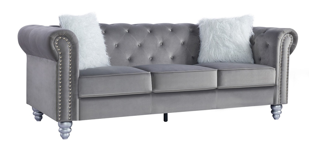 [252.SCHS3VE27] Sofá CHESTER STYLE, 3 plazas, tapizado velvet gris 27