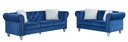 Set Sofás CHESTER STYLE, 3 +2 plazas, tapizado velvet azul 67