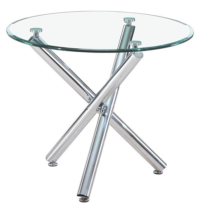 [143.MDENCR90] Mesa DESIREE NEW, cromada, cristal, 90 cms diámetro