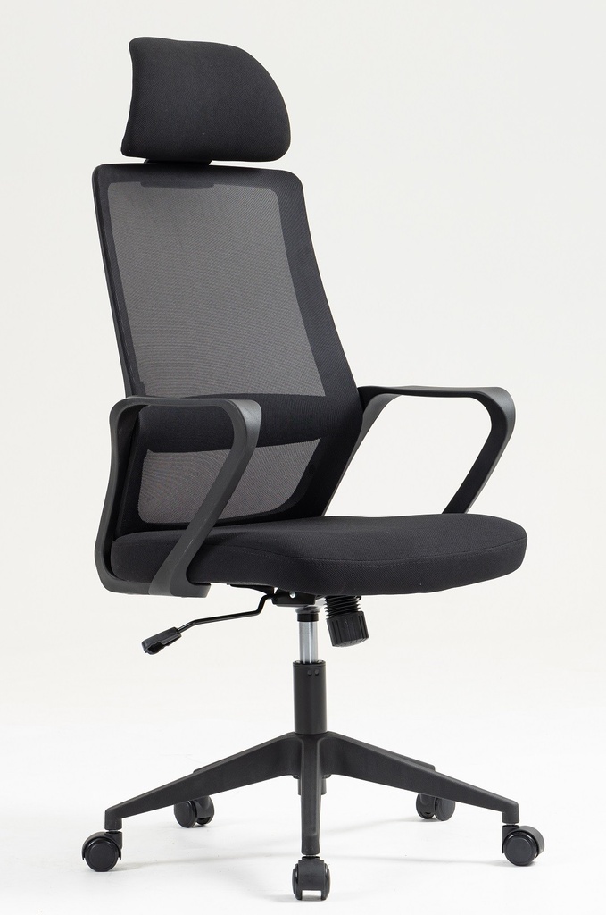 Sillón de oficina MARIO, alto, negro, malla y asiento negro
