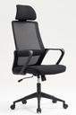 Sillón de oficina MARIO, alto, negro, malla y asiento negro