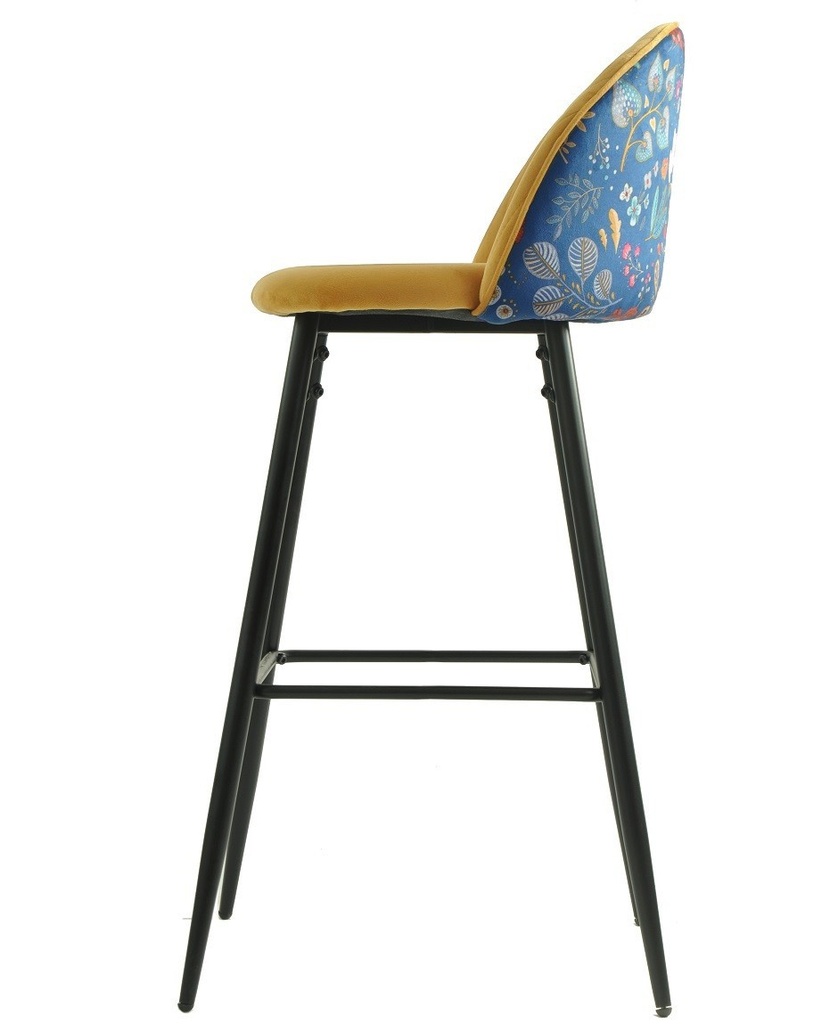 [494.TCAYAM42] Taburete CARNAVAL YELLOW, metal, tapizado velvet amarillo con trasera carnaval