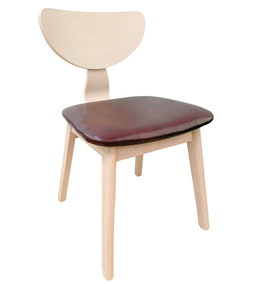 [550.SDUBLISMA] Silla DUBLIN, contrachapado de madera de hevea, natural, similpiel marrón