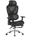 Sillón de oficina LORRIS, alto, ergonómico, malla negra