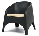 Sillón SURF, apilable, polipropileno marrón chocolate, cojín beige